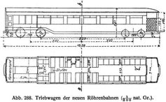 Abb. 288. Triebwagen der neuen Röhrenbahnen (1/200 nat. Gr.).
