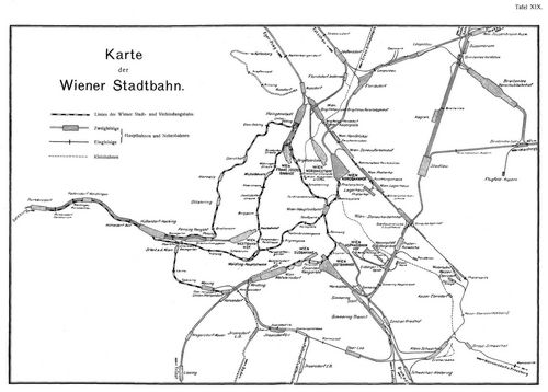 Tafel XIX. Karte der Wiener Stadtbahn.